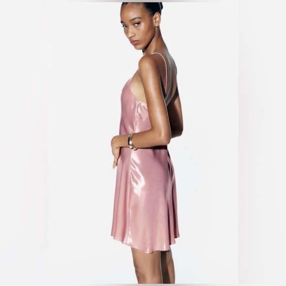 ZARA RHINESTONE STRAP FOIL MINI DRESS XL - Picture 8 of 8